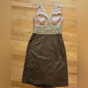 Phoebe Couture Pink and Brown Midi Dress